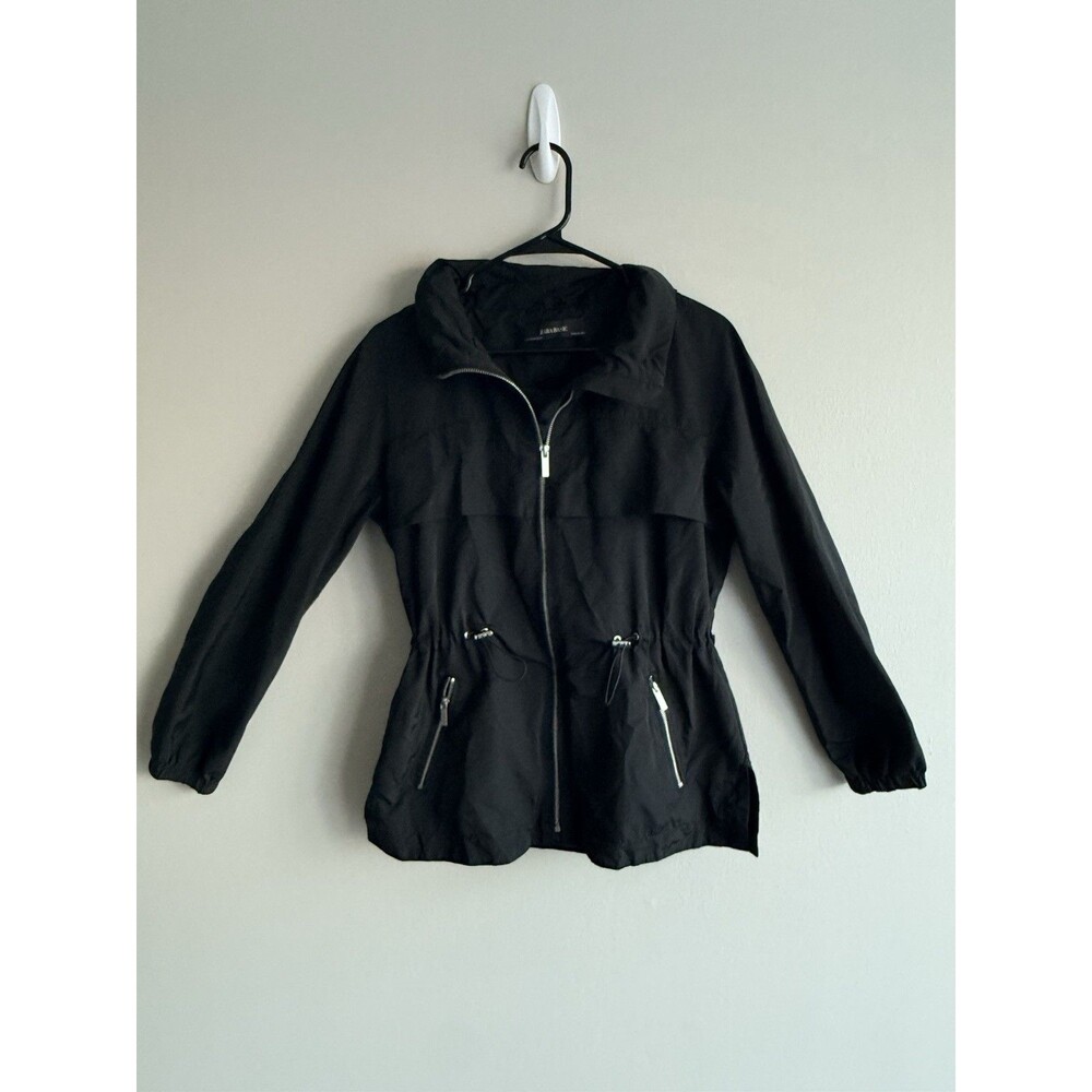 Zara Basic Women’s Black Utility Jacket With Silver Zippers Size Medium